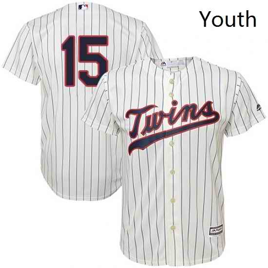Youth Majestic Minnesota Twins 15 Jason Castro Replica Cream Alternate Cool Base MLB Jersey